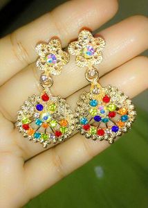 Colorful Gemstone Flower Drop Earrings