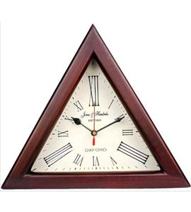 Brown Wooden Triangle Shape Wall Clock