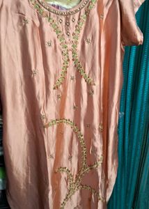 Red Embellished Kurta