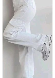 white cargo denim