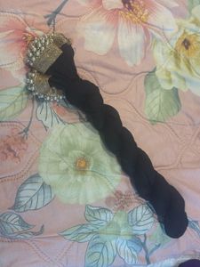 Black And Purple Dupatta ..with Perl Border