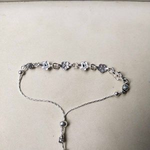 Pure Silver Antique Oxidised Pink&amp;Green CZ Bracele
