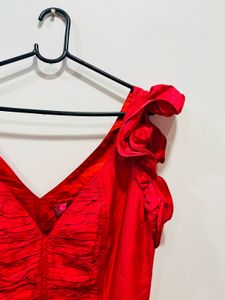 Red Ruffle Sleeve Beautiful Dress