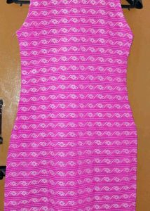 Stylish Pink Sleeveless Cotton Kurta
