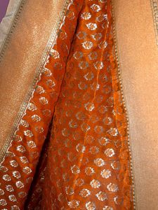 Pure Banarasi Orange &amp; Gold Dupatta