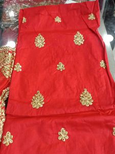 Red &amp; Gold Dress Material