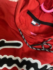Tommy Hilfiger  Red Printed Hooded Sweatshirt