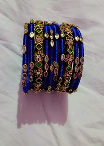 Silk Thread Bangles - Blue &amp; Green