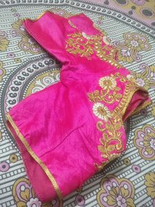 Rose Colour Sleeve Cut Style Readymade Blouse