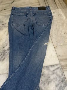 Distressed Wide-Leg Jeans