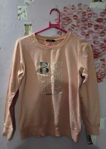 Peach Graphic Print Sweatshirt