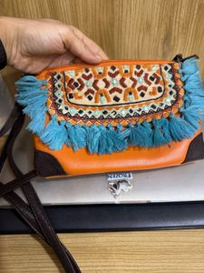 new leather Boho Embroidered crossbody bag