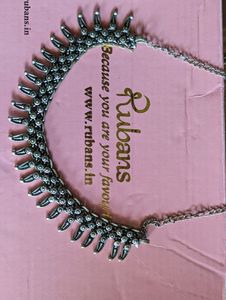 Antique German Silver Black Metal Necklace