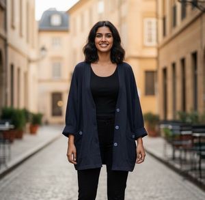 Stylish Navy Blue Cardigan