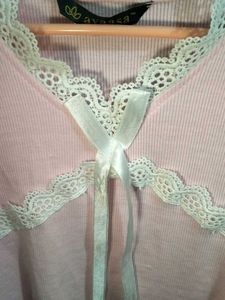 Pink Lace Trim Top