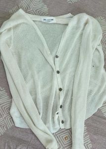 White Cardigan Crochet Material