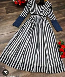 Blue White Striped Maxi Dress -XL