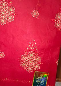 Red Embroidered Fabric