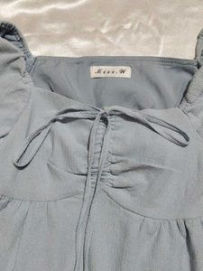 Blue Puff Sleeve Top