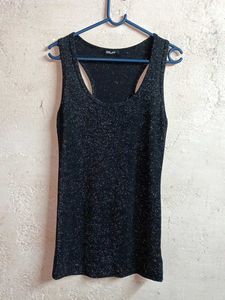 Partywear Shining Tank Top Vest Black