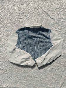 Shein Stylish Blue Knit Sweater Vest