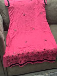 Pink Embroidered Kurta