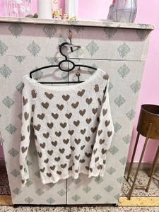 Heart Pattern Knit Sweater