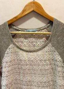 Beautiful Lace Top With Knit Sleeves