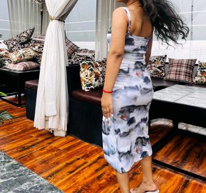 Marble Print Slit Dress