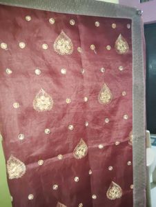 Maroon Embroidered Saree