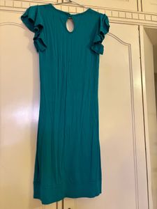 Tommy Hilfiger Chic Teal Ruffle Sleeve Dress