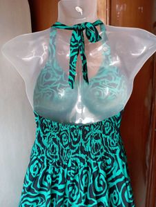 Green Floral Halter Dress