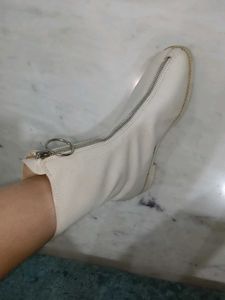 White Leather Ankle Boots