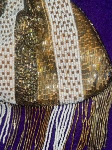 Anekaant Gold-Toned Embellished Tasselled Clutch