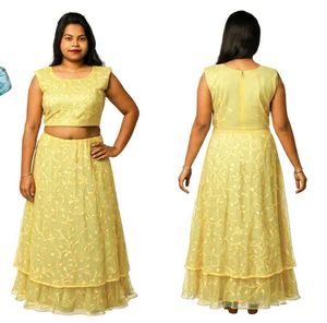 Yellow Embroidered Maxi Dress For Girl 8-15 Year