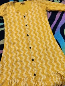 Yellow Printed Dress🎋💛