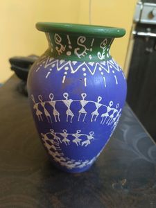 Ceramic Pot With Warli Painting