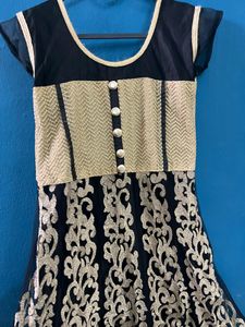 Black Netted Heavy Embroidered Full Length Dress