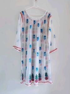 Embroidered White Kurta