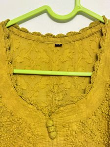 Embroidered Olive green  Chikankari Kurti