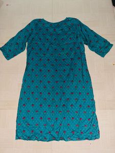 Teal Floral Print Kurti