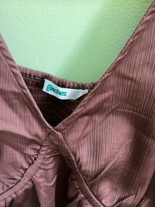 Brown Flutter Sleeve Top