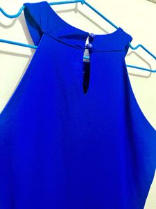 Blue Halter Neck Dress with Mesh Details 🦋💙