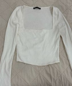 Zara White Square Neck Top