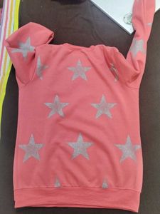 Cute Pink Star Print Sweatshirt