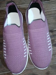 Mauve Knit Slip-On Shoes