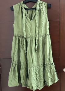Olive Green Ruffle Tiered Dress
