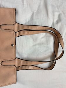 Blush Pink Faux Leather Tote Bag with Strap
