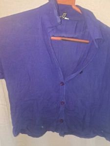 Women&#39;s Crop Shirt - Navy Blue| Size L
