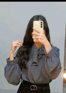 Chic Gray Korean Top
